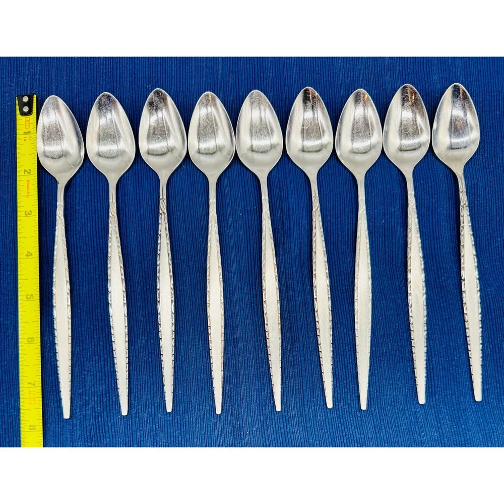 Oneida Community Venetia Iced Tea Spoon Silver Stainless 9 Piece Lot 7.5 inch